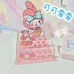 New Sanrio Cute Storage Box with Instagram Style Transparent Storage Jars and Miscellaneous Boxes, Acrylic Stationery Organizer