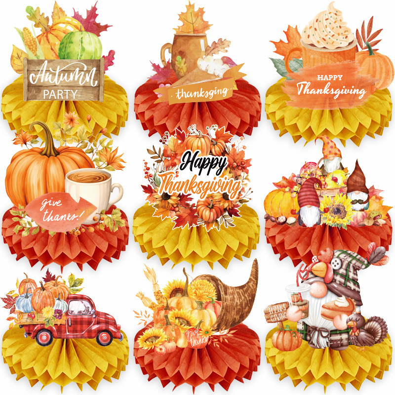 Autumn Thanksgiving Watercolor Honeycomb Ornaments Thanksgiving Autumn Party Table Decorations Autumn Thanksgiving Watercolor Honeycomb Ornaments Thanksgiving Autumn Party Table Decorations