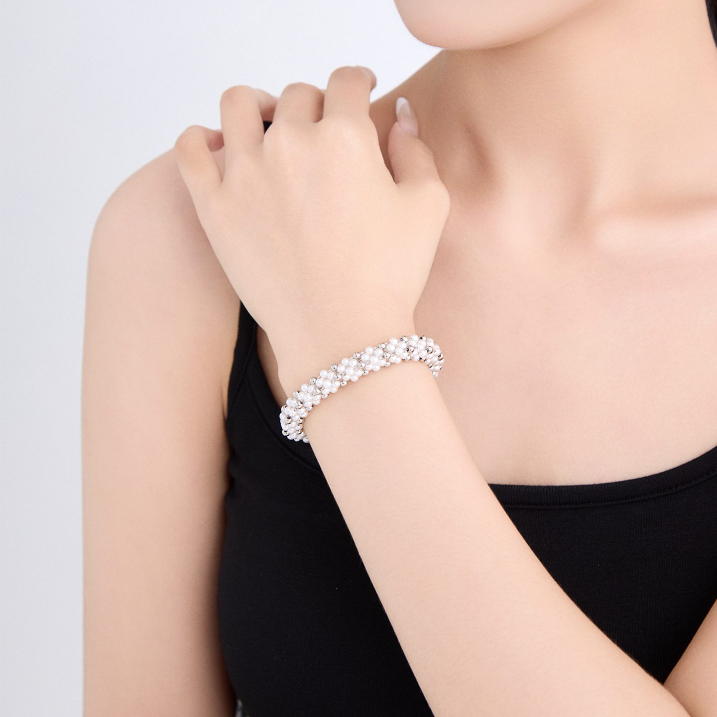 Pulsera Multicapa con Perlas Sintéticas de Aleación de Cobre, Galvanizado, para Regalo