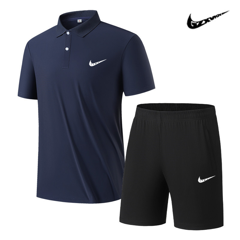 2026 Thin Breathable Ice Silk Sports Suit Men's Summer New Casual Loose Two-Piece Set Men's Quick-Drying Clothes