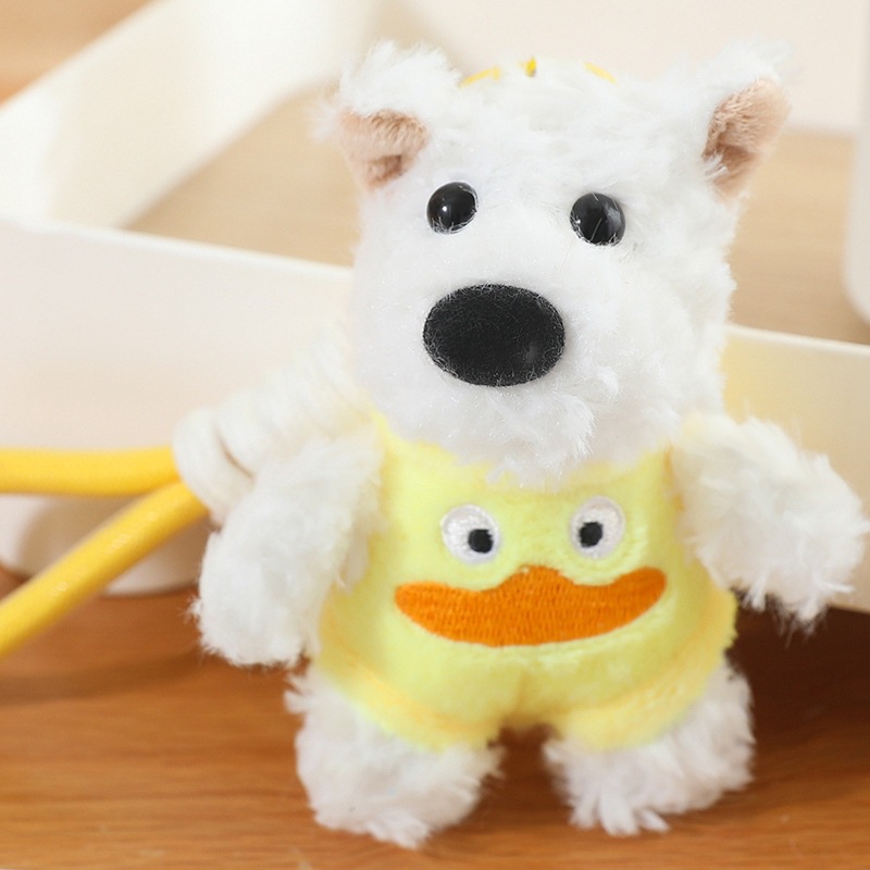 Cute niña garabateado perro West Highland puppy peluche mini muñeca regalo bolsas colgantes al por mayor