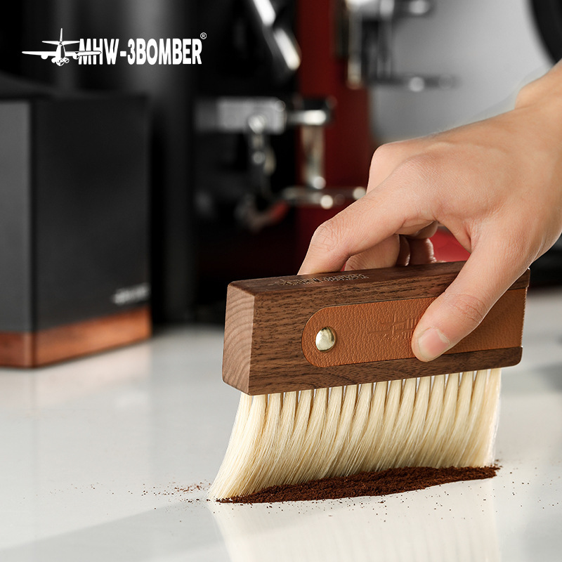 MHW-3BOMBER Bomber Brush Italian Coffee Bar Brush Horse Mane Solid Wood Dust Cleaning Brush