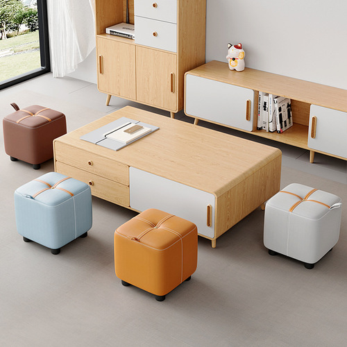 Small stool for home use modern simple sofa stool short stool square stool soft package internet celebrity small shoe changing stool living room small board stool 