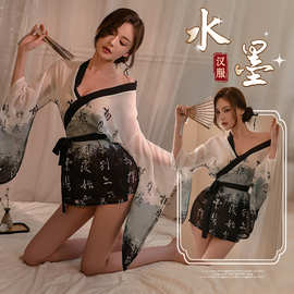 卿悦情趣内衣性感柔纱水墨和服浴袍制服免脱性感和服睡衣