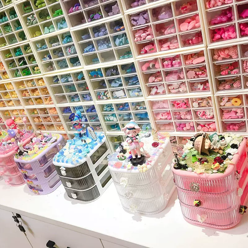 桌面抽屉式透明收纳盒diy收纳盒手工饰品收纳盒串珠配件收纳盒子