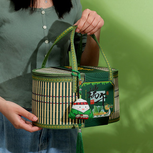 Dragon Boat Festival Rice Dumpling Gift Box Packaging Box 2025 Bamboo Basket Exquisite Satchel Customized Gift Empty Box Gift Box