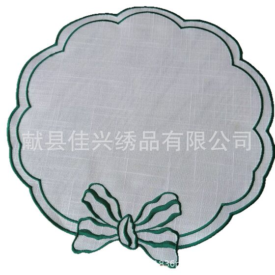 Linen Bamboo Embroidery Garden Place Mat Square Bow Plate Cloth Cross-border Hot Hollow Table Flag Place Mat Factory Shop