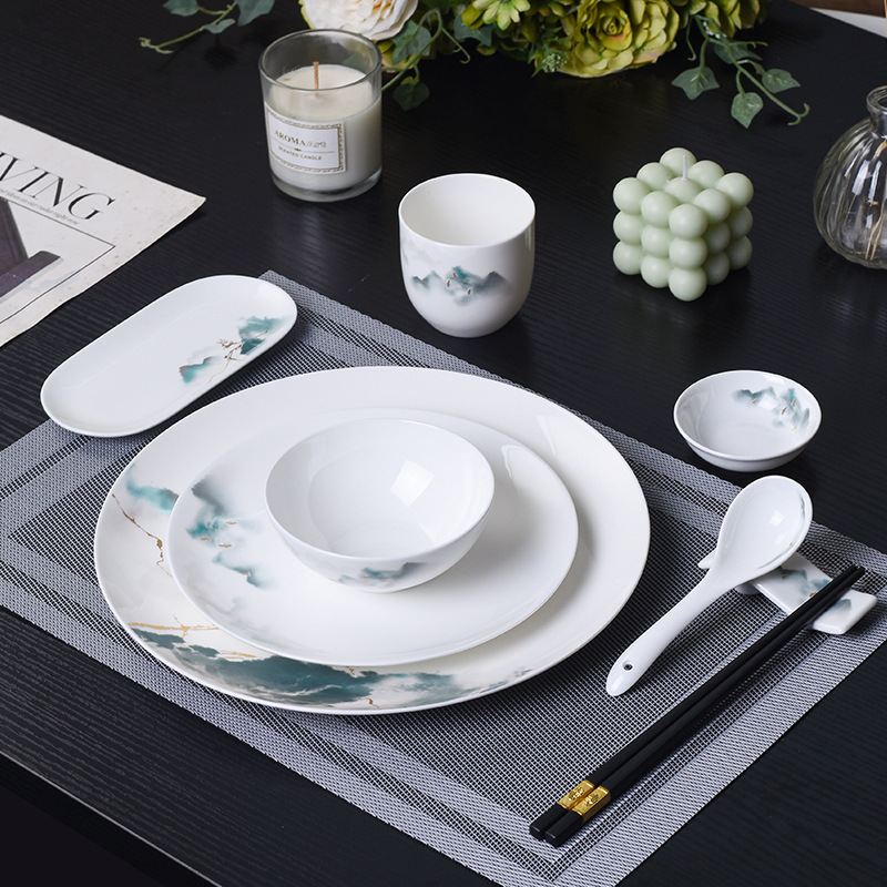 Tableware for hotel, ceramic set, Chinese style, 4 piece set