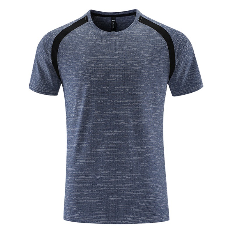 Verano nueva Camiseta deportiva casual para hombre costura elástica correr fitness transpirable manga corta hombres ropa de secado rápido al aire libre