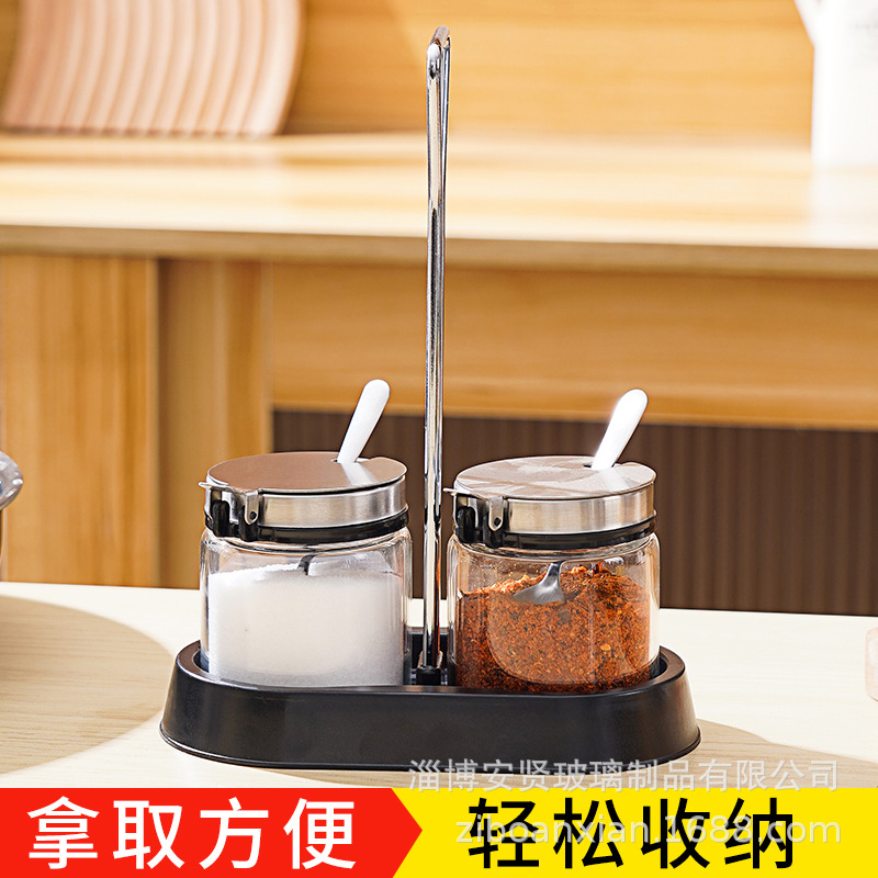Sal de vidrio tarro de Chile tarro restaurante Hotel condimento caja combinación traje mesa de comedor condimento botella hogar cocina caja de almacenamiento
