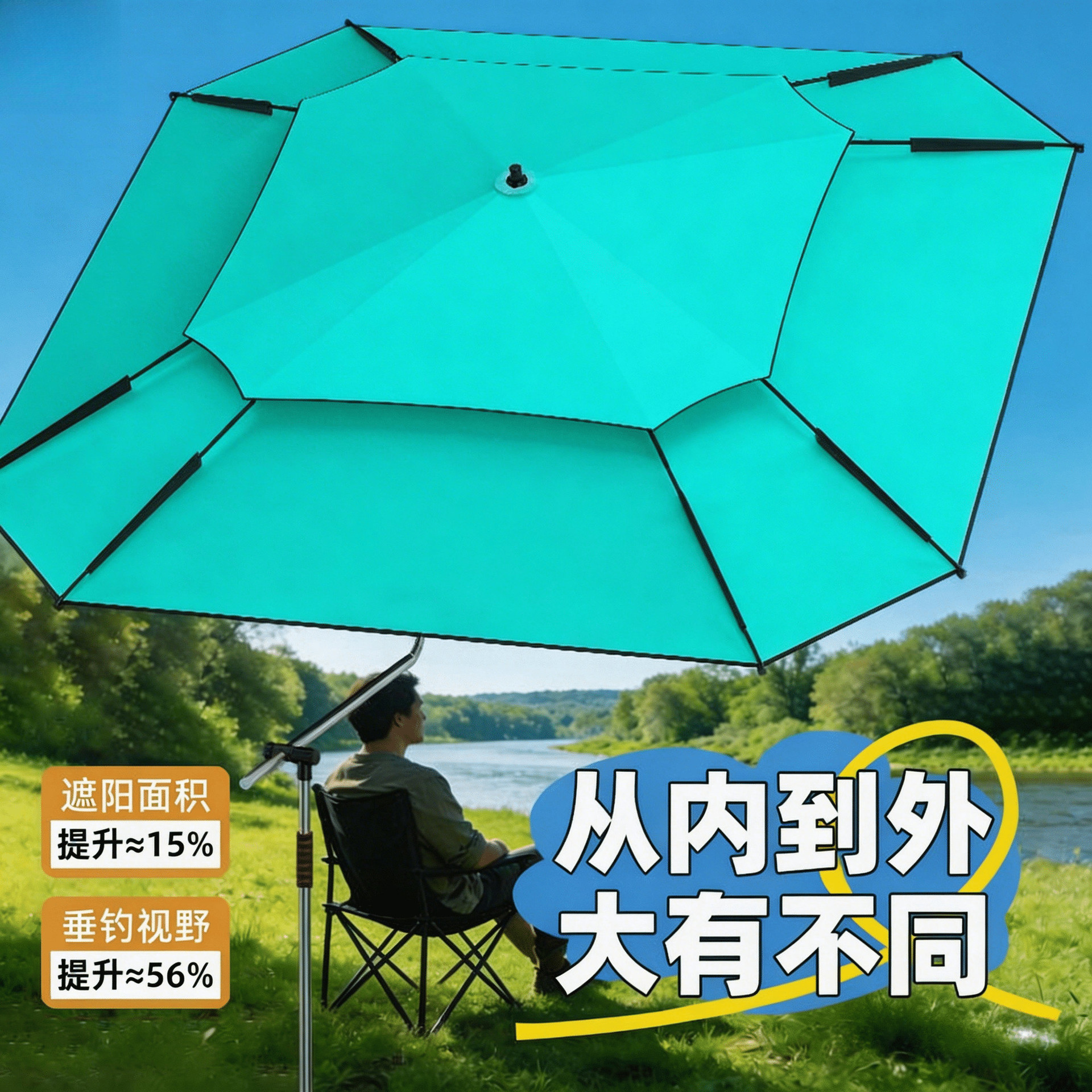 Square fishing umbrella, thickened, sun-proof, rain-proof, wind-resistant, multi-directional, specialized fishing umbrella, outdoor large umbrella, fishing umbrella