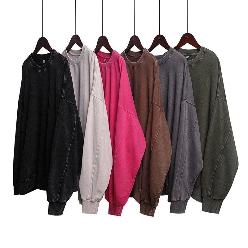 Grenzüberschreitender Außenhandel Amerikanisches Retro-Langarmshirt im Used-Look für Herren, neuer Herbststil, lockere Passform_voghion.com