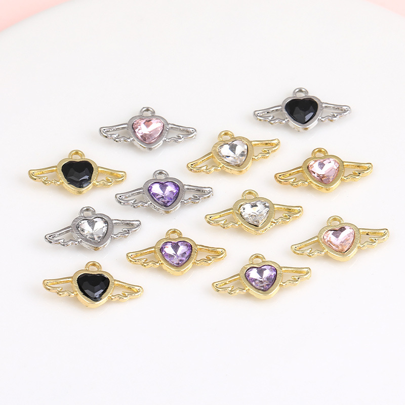 1 Piece Sweet Simple Style Heart Shape Wings Alloy Plating Inlay Pendant Jewelry Accessories display picture 3