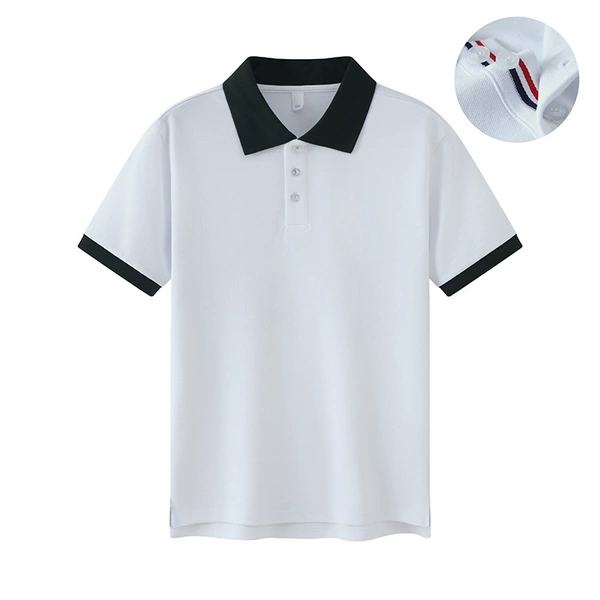 Hidden blue collar white short sleeves