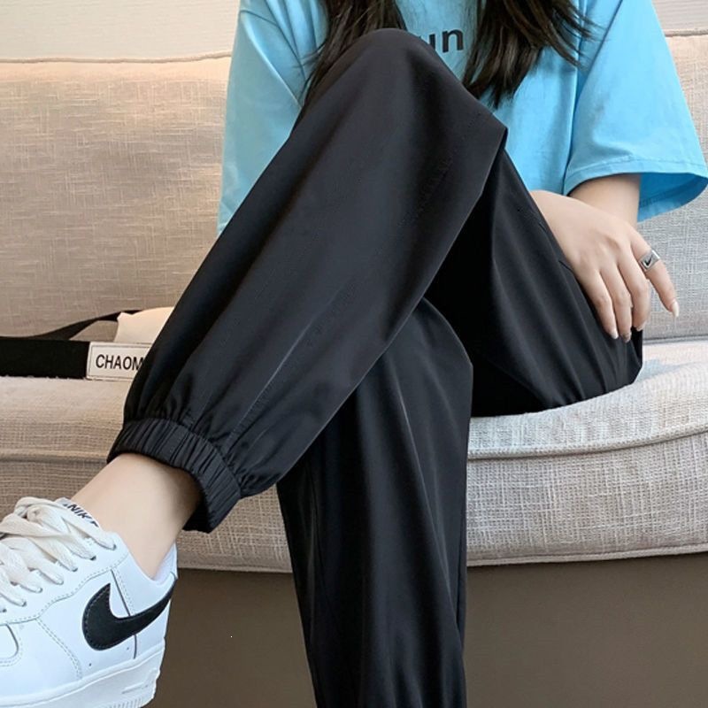 冰丝运动裤女夏季薄款2026新款垂感宽松显瘦束脚卫裤灯笼阔腿裤子