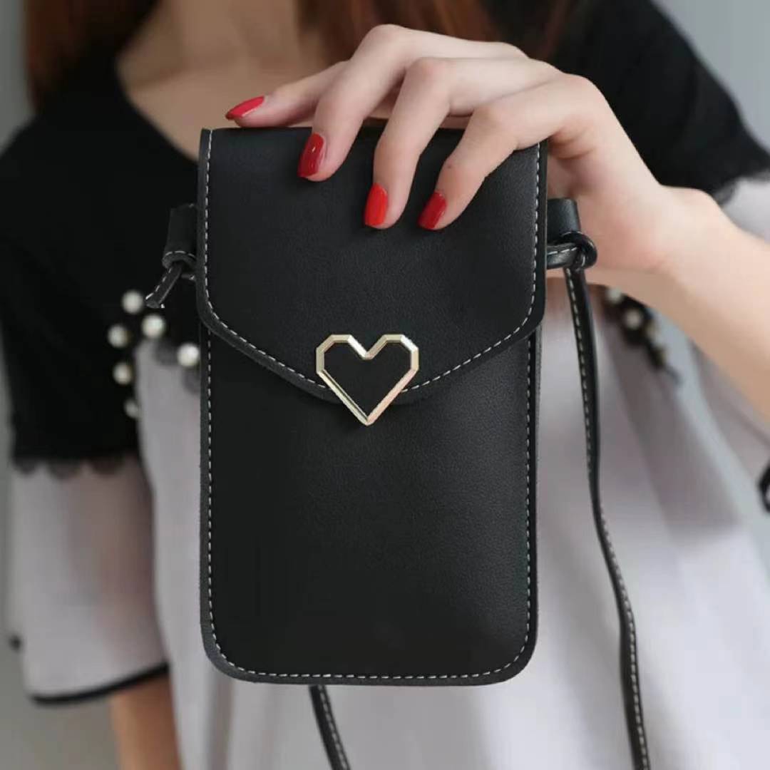 Nuevo amor pequeño bolso moda simple mini bolso de hombro portátil hebilla monedero transparente PVC pantalla táctil bolso del teléfono móvil