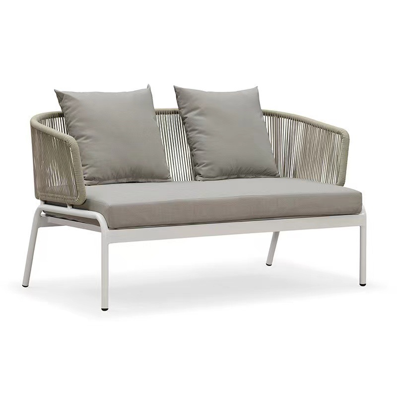 Sofá al aire libre Villa nórdica patio jardín terraza recepción comercial marco de aluminio trenzado sofá a prueba de agua