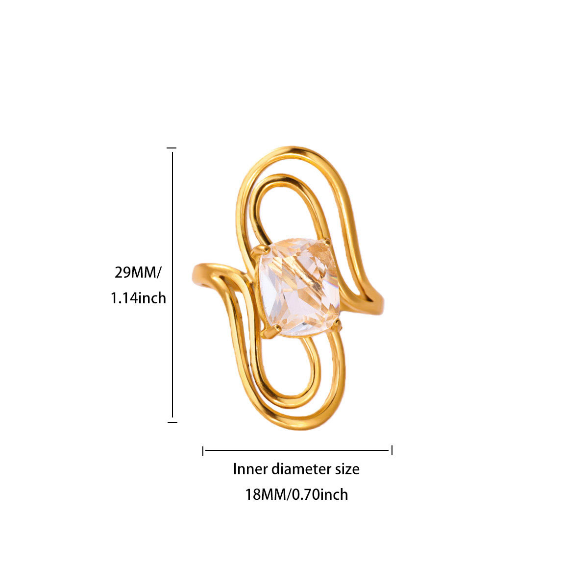 Anello di design scintillante da donna elegante e confortevole_voghion.com