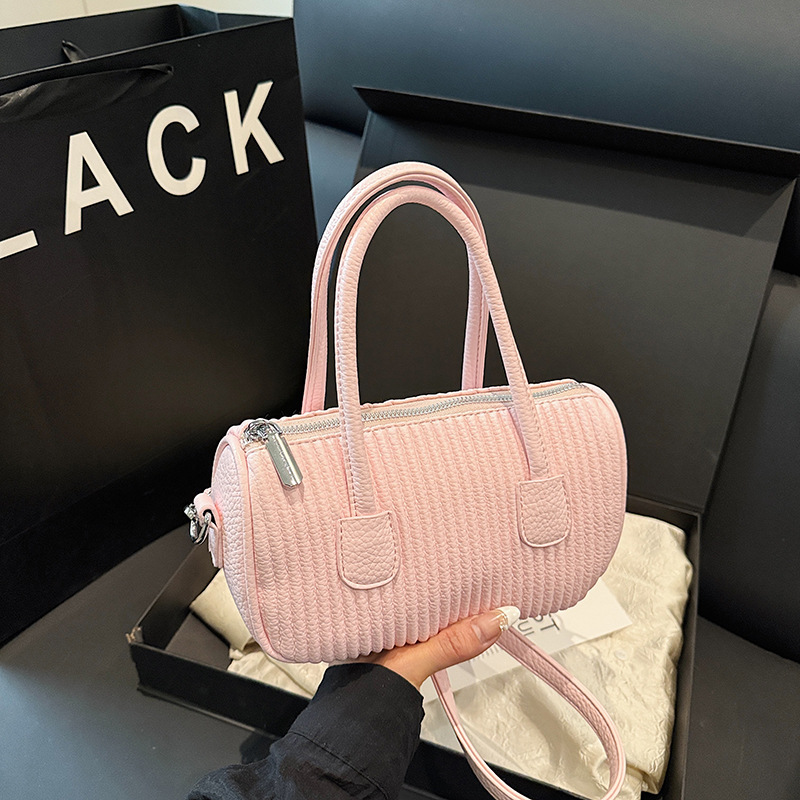 Bolso de moda coreano 2025 verano nuevo bolso femenino bolso de hombro a rayas casual bolso de mensajero con patrón de lichi simple