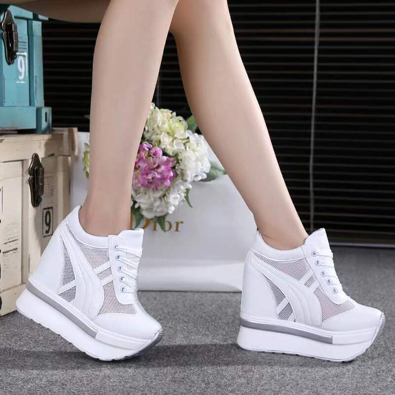 Versatile Spring and Summer Ultra-High Heel 12cm Thick-Soled Height-Increasing Mesh 2026 White Sneakers for Women Breathable Casual Sports Shoes Versatile Spring and Summer Ultra-High Heel 12cm Thick-Soled Height-Increasing Mesh 2026 White Sneakers for Women Breathable Casual Sports Shoes