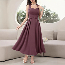 法式气质白色连衣裙女夏季新款交叉绑带高级小众吊带收腰修身长裙