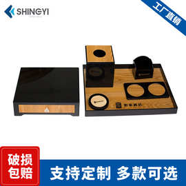 酒店易耗品收纳洗漱牙刷纸巾盒毛巾托盘木纹框抽屉茶包遥控饮水架