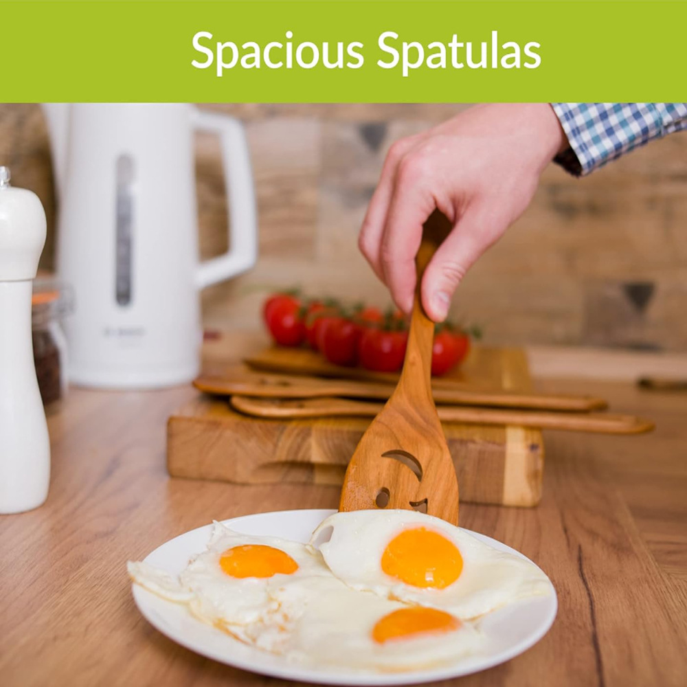 Amazon caliente transfronteriza pala de madera cara sonriente espátula cocina utensilios de cocina traje espátula traje de espátula de madera