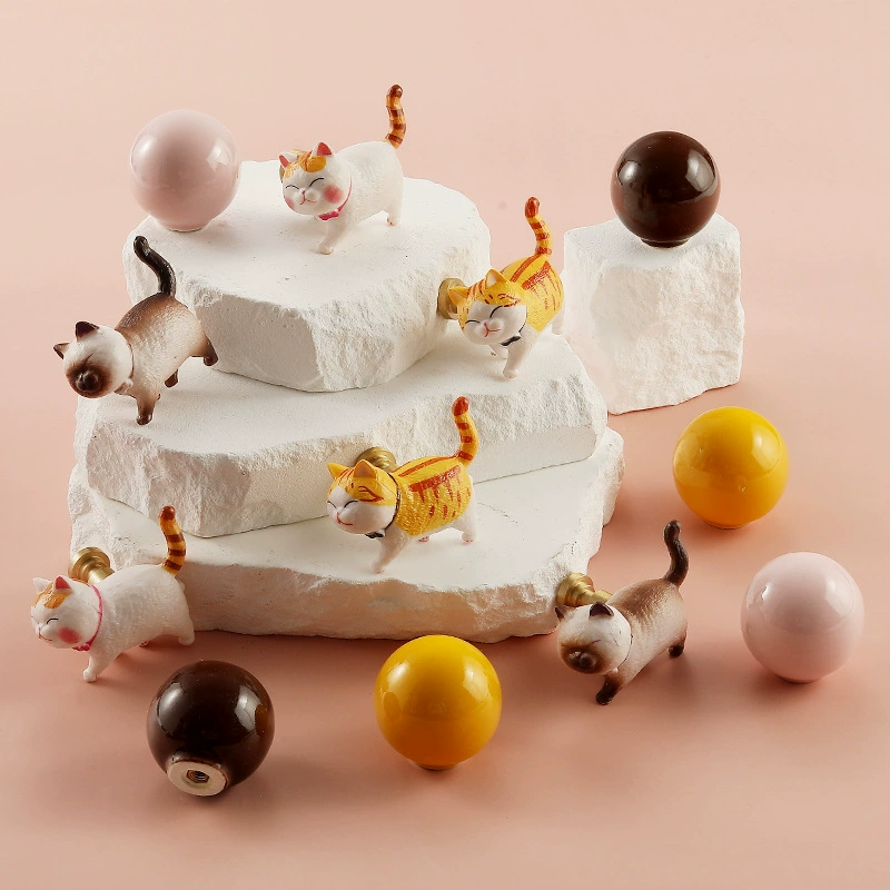 Ручка для двери шкафа с рисунком кота, милая ручка для ящика, детская комната, ручка для гардероба, дизайнерская латунная ручка из смолы, предотвращающая столкновение