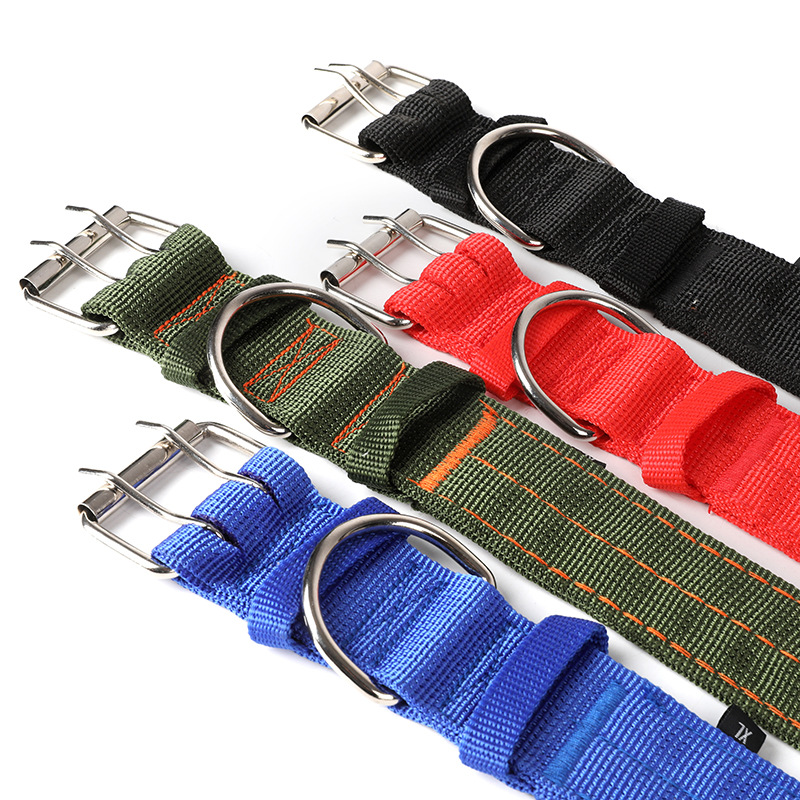 Collar de tracción táctica para perros medianos y grandes 4 capas de collar de nylon grueso para perros collar de mascota ajustable ensanchado