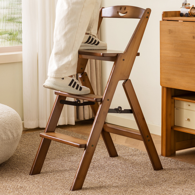 可折叠多功能梯凳家用登高梯子凳子两用厨房爬高凳加厚带靠背椅子