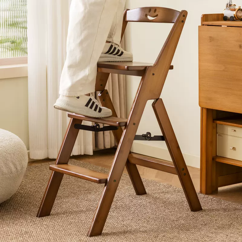 可折叠多功能梯凳家用登高梯子凳子两用厨房爬高凳加厚带靠背椅子