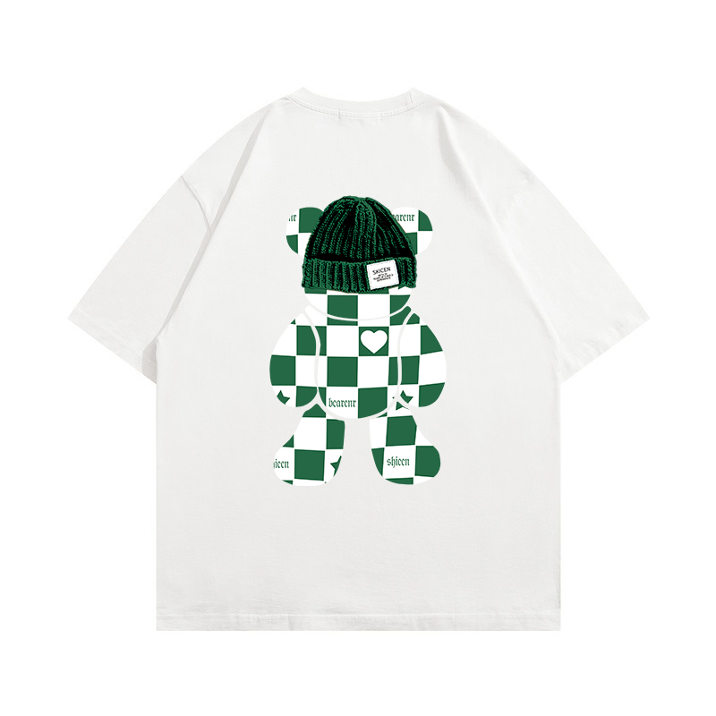 Women's Clothing White bear t shirt women's combed cotton large size fat mm slim oversize short sleeve ins foreign style Hong Kong style niche T_voghion.com
