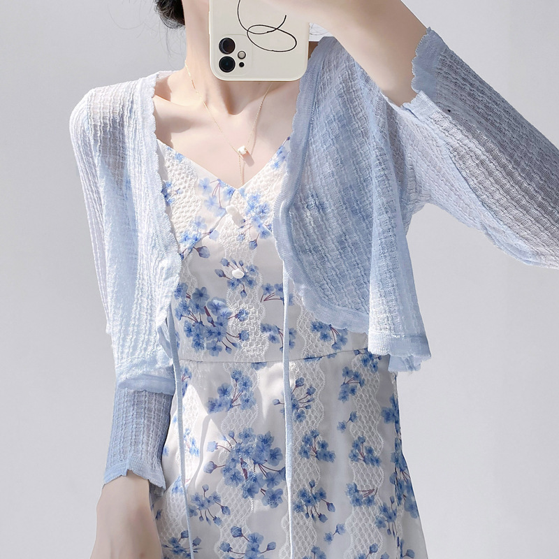 Cross-Border Foreign Trade Exclusively for Oem Source Factories/Ice Silk Sun-Protective Knit Cardigan for Women, Thin Style, Suitable for Wearing over a Slip Dress or as an Air-Conditioning Cover-Up Cross-Border Foreign Trade Exclusively for Oem Source Factories/Ice Silk Sun-Protective Knit Cardigan for Women, Thin Style, Suitable for Wearing over a Slip Dress or as an Air-Conditioning Cover-Up