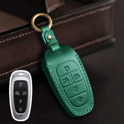 Car key bag, modern car key case - green-5-keys
