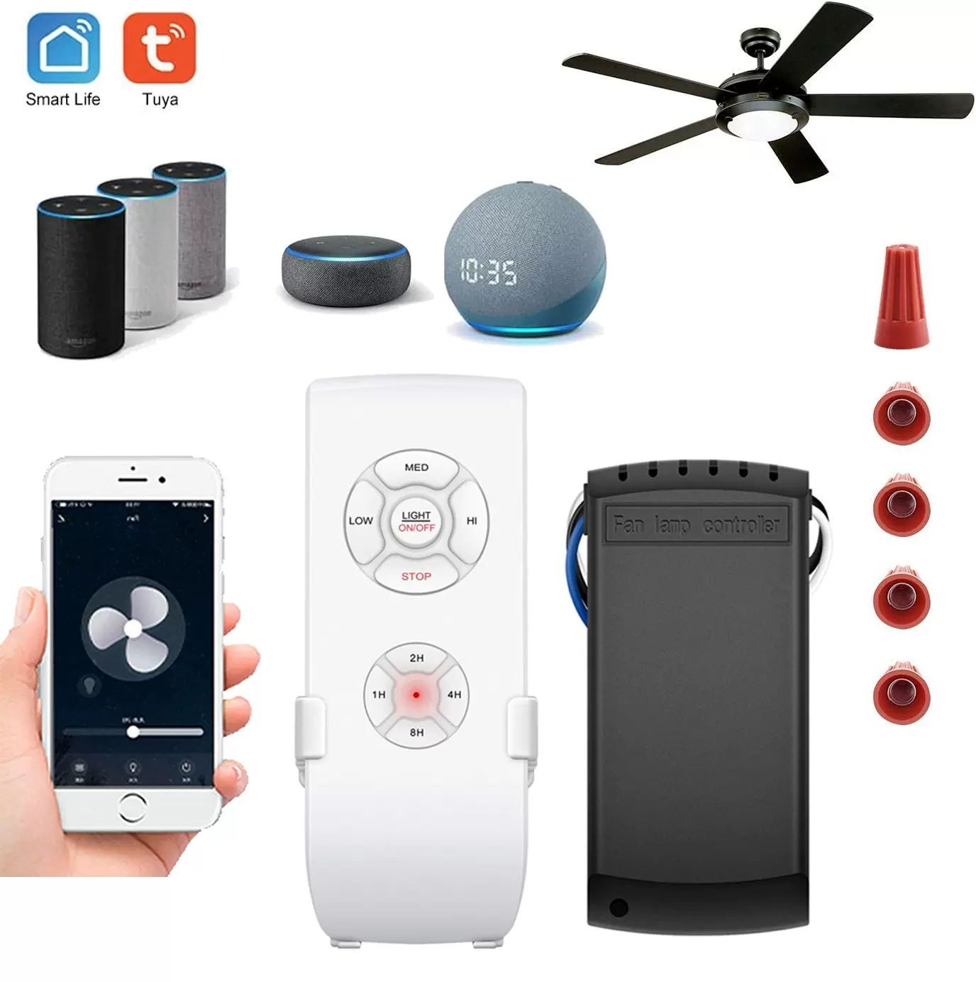 wifi智能吊扇灯控制器通用三档风速交流风扇灯遥控开关涂鸦智能