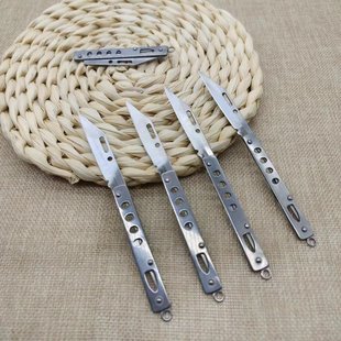 Outdoor Portable Key Knife Stainless Steel Pocket Knife Camping Folding Knife with Holes Stainless Steel One Yuan Wholesale