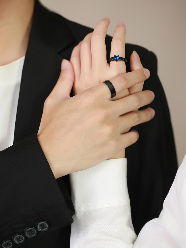 7g Weight Zircon Inlay Material Rings Classification 5, 6, 7 Ring Size Daily Occasion 304 Stainless Steel Material Heart Shape Pattern Couple Gender Inlay Design Simple Style Style Simple Style Heart Shape Titanium Steel Rings Inlay Zircon Stainless Steel Rings 8