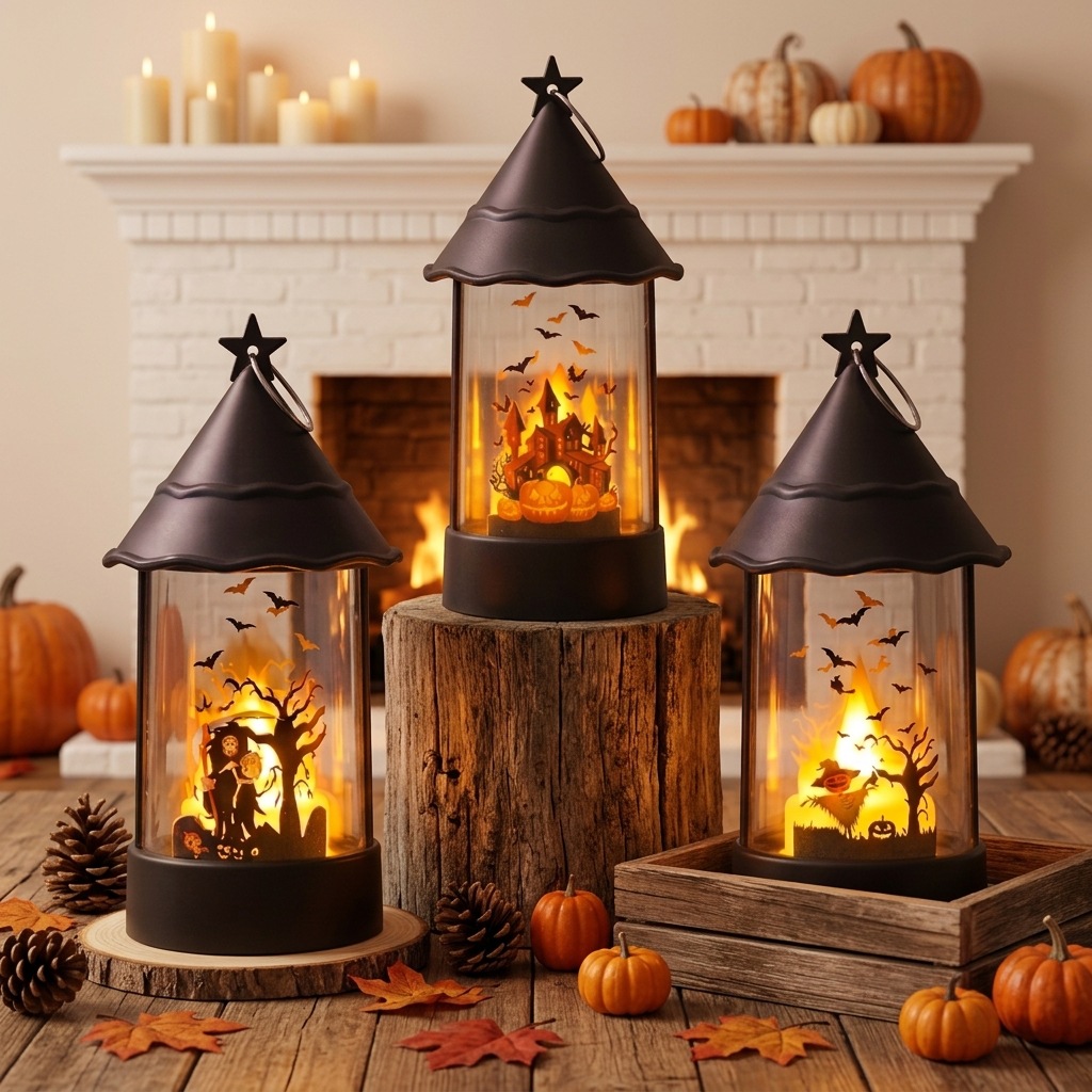 Halloween decora velas electrónicas, linternas de calabaza, linternas de viento de castillos portátiles, accesorios de fiesta de halloween, adornos de Halloween