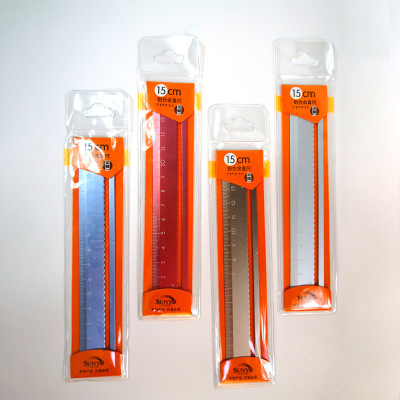 小学生尺子15cm 铝合金直尺子 学习用品刻度尺测量用品批发定制|ru