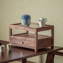 木质桌面收纳盒梳妆台珠宝收纳盒实木带盖透明展示盒桌面储物盒