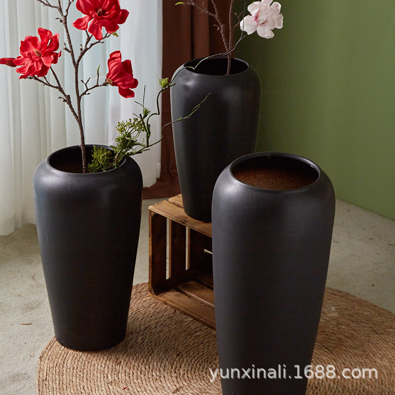 Estilo nórdico simple creativo ligero de lujo opaco jarrón de cerámica maceta de flores sala de estar inserción flor seca adornos