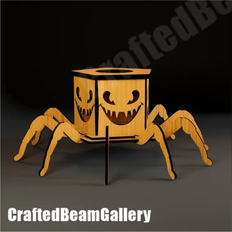 クロスボーダー新製品ゴーストハロウィンスパイダーミニランタン燭台装飾面白い装飾品木製工芸品|undefined