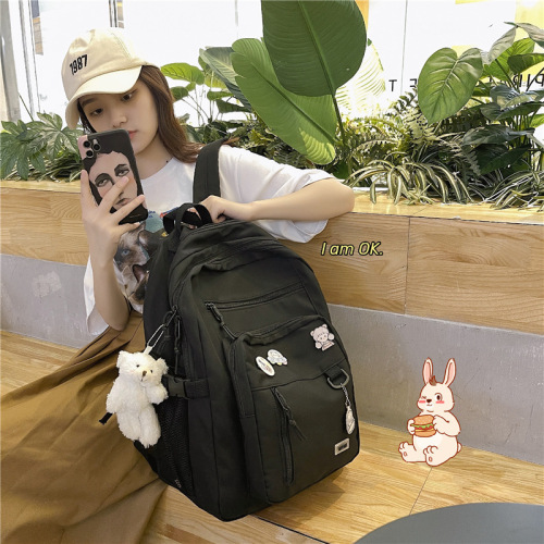 Korean Instagram-style harbor workwear dual-shoulder bag Ulzzang Japanese Harajuku large-capacity backpack for men and women students school bag