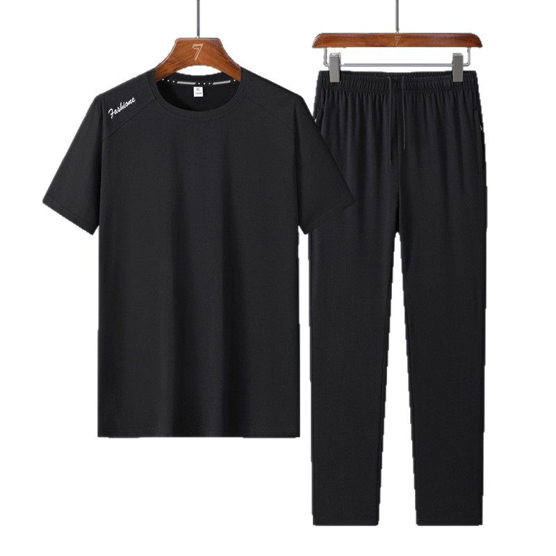 King size summer casual suit hombre camiseta pantalón hombre running suit de deporte de tendencia rápida secado juego de dos piezas