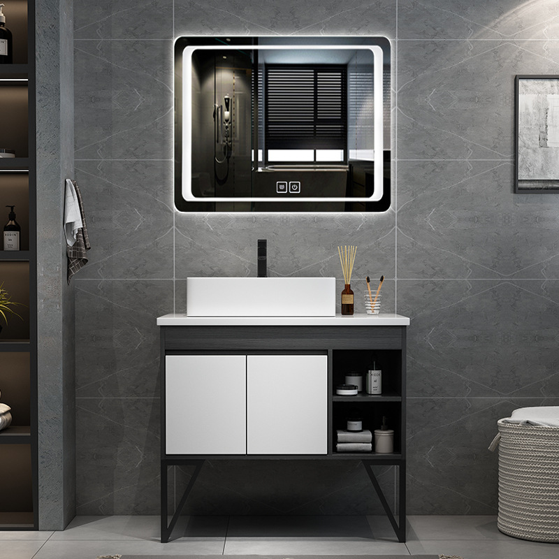 Nórdico cuarto de baño moderno minimalista baño lavado lavabo gabinete combinación contador lavabo anti-niebla inteligente espejo
