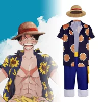 One Piece cos костюм Луффи та же рубашка подсолнух повседневный топ с короткими рукавами косплей сценический костюм