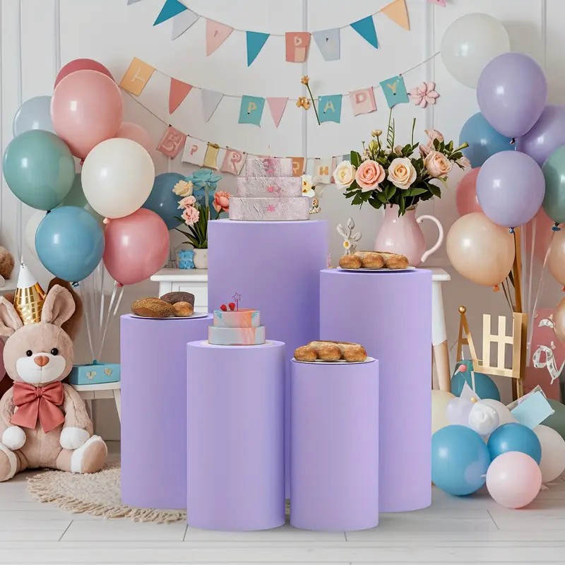 Cross-Border High-Elastic Cylindrical Cloth Cover for Wedding, Birthday Party, Event Decoration, Cylindrical Dessert Bucket Table Cover, Cake Tablecloth