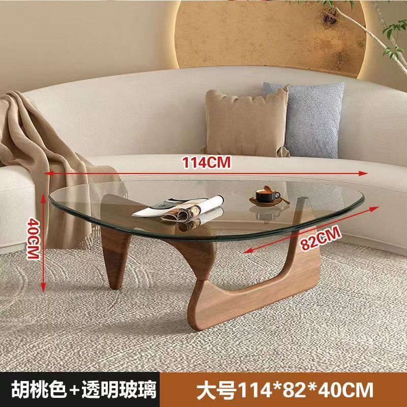 Mesa de té de vidrio temperado pequeña sala de estar minimalista doméstica moderna simple Noguchi Yong mesa de té redonda creativa