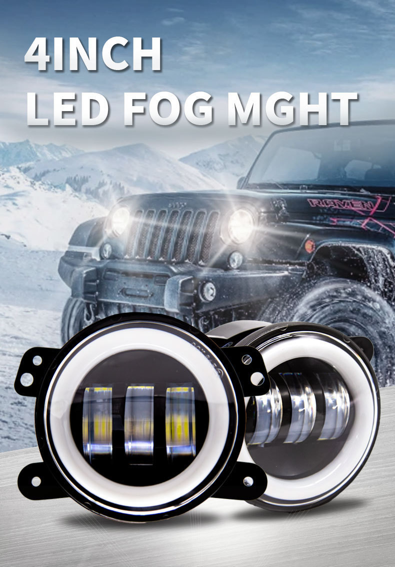 Cross-Border 4inch Fog Lights for Jeep Wrangler Headlight Modification, J-Eep Jk, Bj212 Car Fog Lights, Led Spotlights