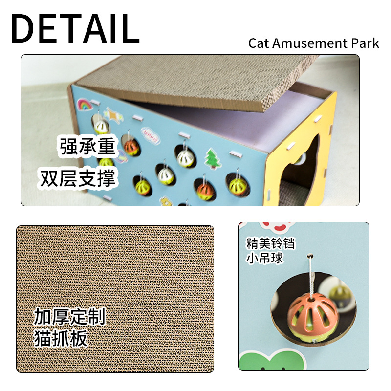 Rascador para gatos con bola colgante, duradero, resistente a los arañazos y que afila las uñas, juguete para gatos todo en uno para jugar y dormir, suministros para mascotas, papel corrugado.